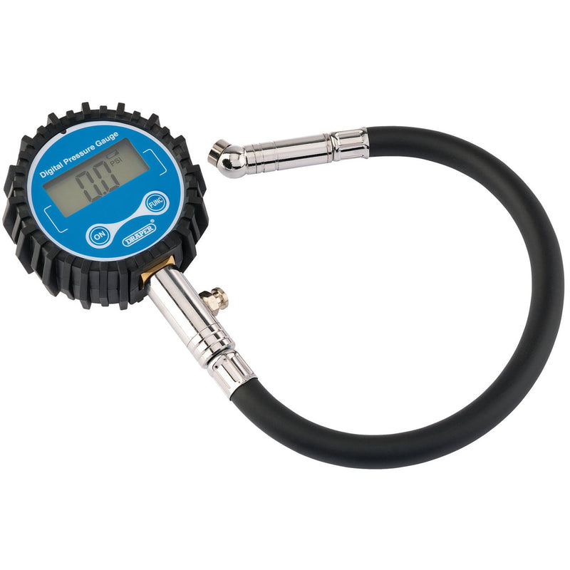 Draper Digital Tyre Pressure Gauge with 300mm Flexible Hose 91362 Draper - Dynamic Drive