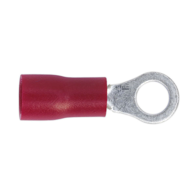 Sealey Easy-Entry Ring Terminal 4.3mm (4BA) Red Pack of 100 RT24 Sealey - Dynamic Drive