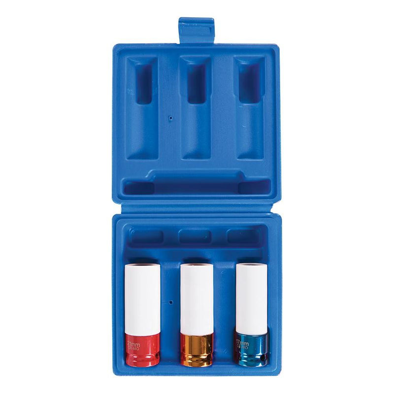 Silverline Impact Alloy Wheel Nut Socket Set 3pce 1/2" / 17, 19 & 21mm Silverline - Dynamic Drive