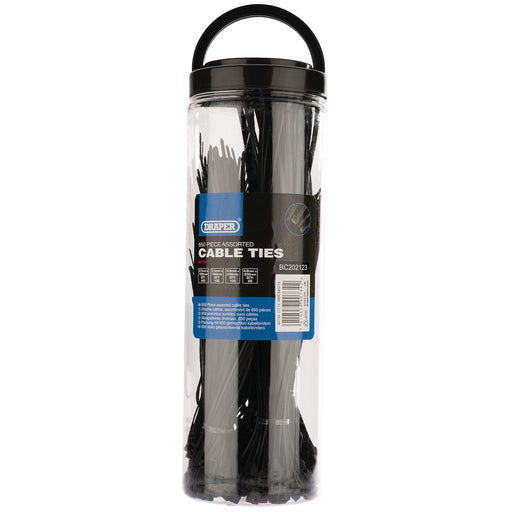 Draper Assorted Nylon Cable Tie Pack (650 Piece) 90734 Draper - Dynamic Drive