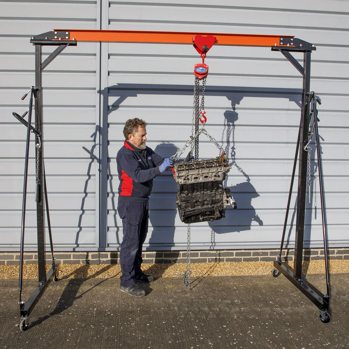 Sealey Portable Lifting Gantry Crane Adjustable 0.5 Tonne SG500 Sealey - Dynamic Drive
