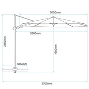 Dellonda Cantilever Parasol with 360 Rotation, Tilt & Cover 3m - Cream Dellonda - Dynamic Drive