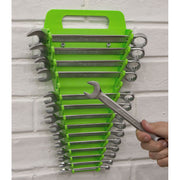 Sealey Premier High Visibility Green Spanner Rack 15 Capacity Hanging Toolbox Sealey  - Dynamic Drive