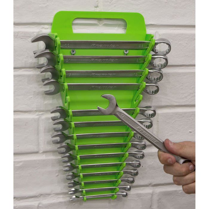 Sealey Premier High Visibility Green Spanner Rack 15 Capacity Hanging Toolbox Sealey  - Dynamic Drive