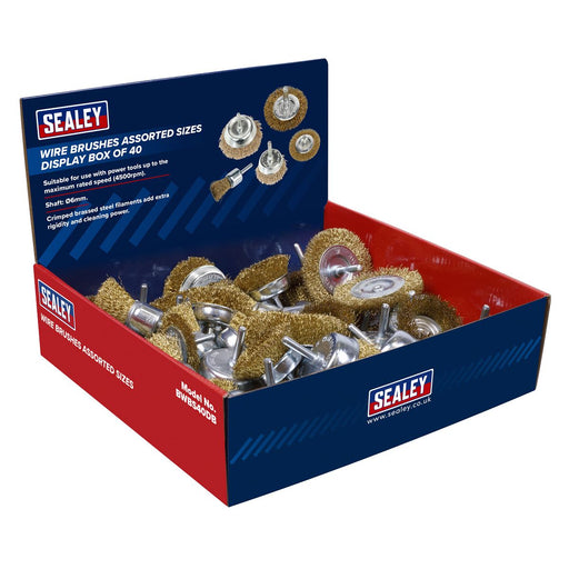 Sealey Wire Brushes Assorted Sizes Display Box of 40 BWBS40DB Sealey - Dynamic Drive