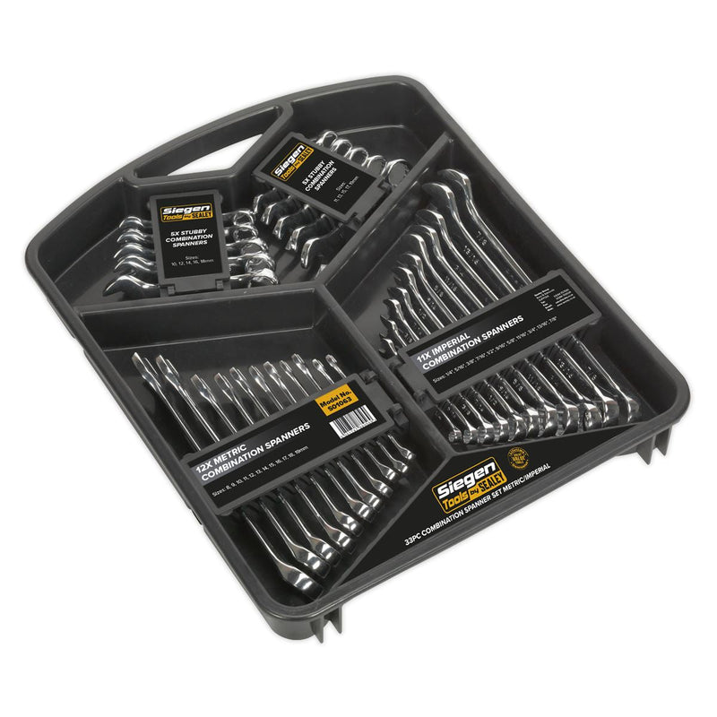 Siegen by Sealey Combination Spanner Set 33Pc - Metric/Imperial Siegen by Sealey - Dynamic Drive