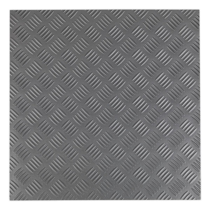 Sealey Vinyl Floor Tile Peel & Stick Backing-Silver Treadplate Pk16 FT1S Sealey  - Dynamic Drive
