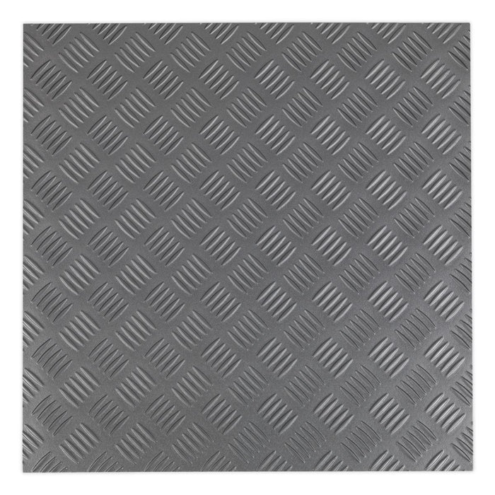 Sealey Vinyl Floor Tile Peel & Stick Backing-Silver Treadplate Pk16 FT1S Sealey  - Dynamic Drive