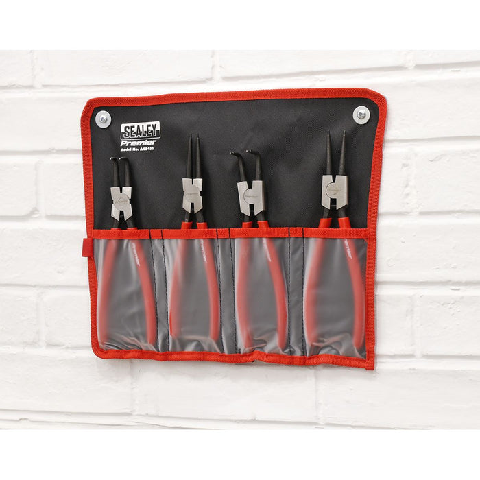 Sealey Premier 4pc 230mm Internal External Circlip Pliers Set Bent Nose Straight Sealey  - Dynamic Drive