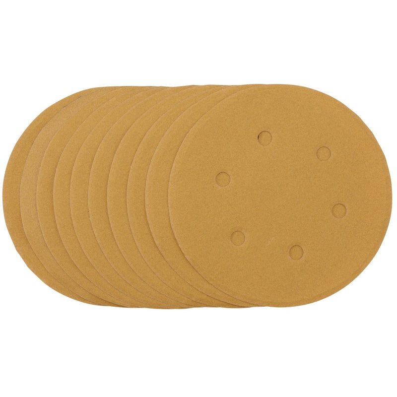 Draper Gold Sanding Discs with Hook & Loop, 150mm, 240 Grit (Pack of 10) 64257 Draper - Dynamic Drive