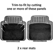 4 PCS Car Mats Rubber & Carpet Black Universal Fit Heavy Duty Non Slip Sakura  - Dynamic Drive