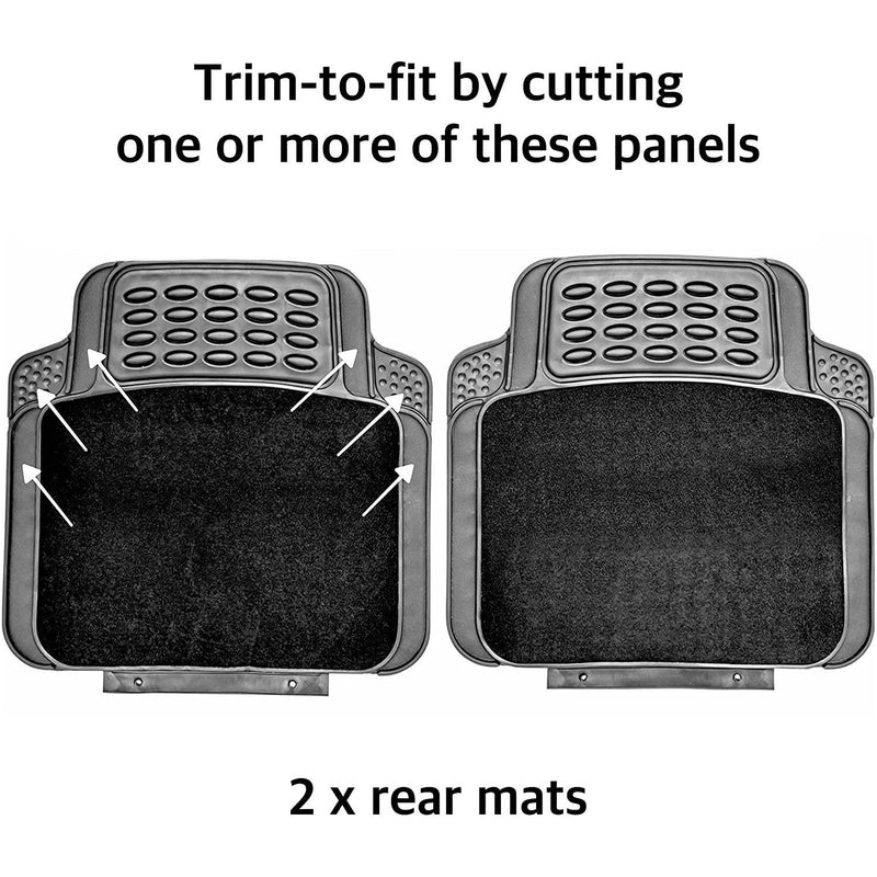 4 PCS Car Mats Rubber & Carpet Black Universal Fit Heavy Duty Non Slip Sakura  - Dynamic Drive