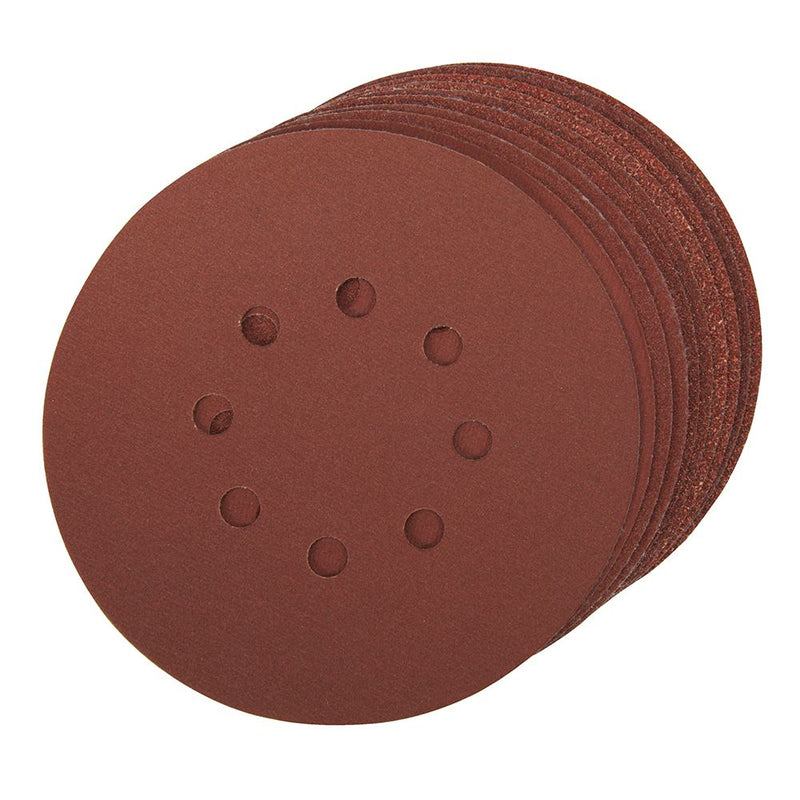 Silverline Hook & Loop Discs Punched 150mm 10pce 150mm 4 x 60, 2 x 80, 120, 240G Silverline - Dynamic Drive