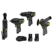 Sealey 4 x SV10.8 Series Cordless Combo Kit 10.8V - 2 Batteries & Euro Plug Sealey - Dynamic Drive