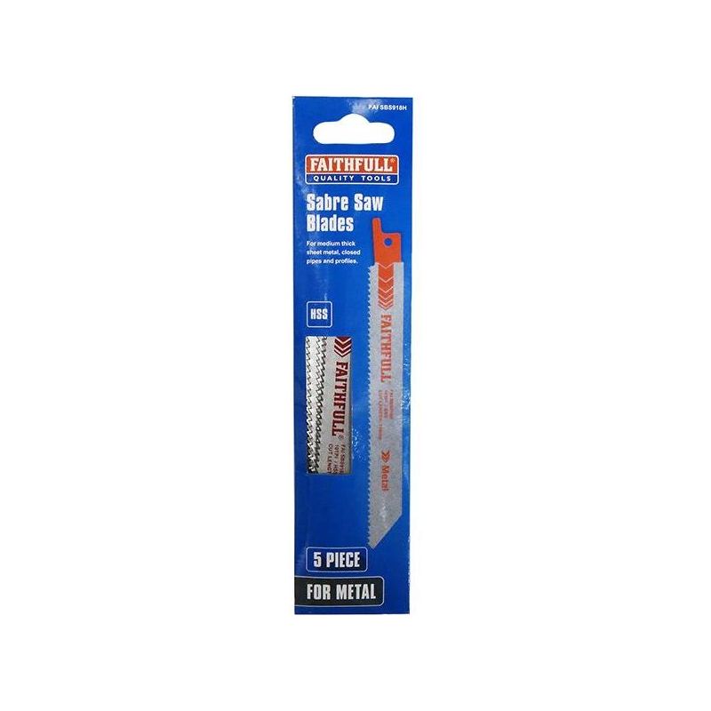 Faithfull S918H Sabre Saw Blade Metal 150mm 10 TPI (Pack of 5) Faithfull - Dynamic Drive