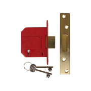 Union StrongBOLT 2100S BS 5 Lever Mortice Deadlock 81mm 3in Satin Brass Visi UNION - Dynamic Drive