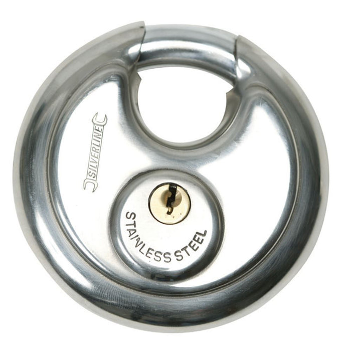 Silverline Stainless Steel Disc Padlock 70mm 292707 Silverline  - Dynamic Drive