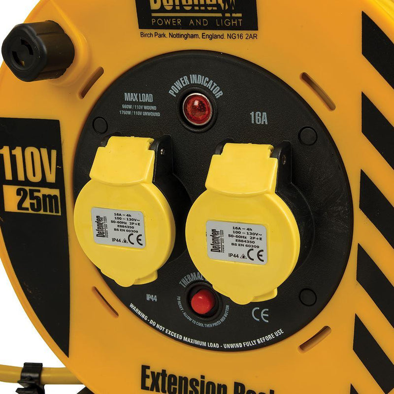 Defender Heavy Duty Industrial Cable Reel 25m 110V Defender - Dynamic Drive