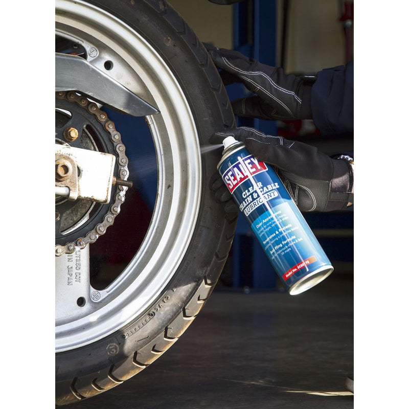 Sealey Chain & Cable Clear Lubricant 500ml SCS017S Sealey - Dynamic Drive