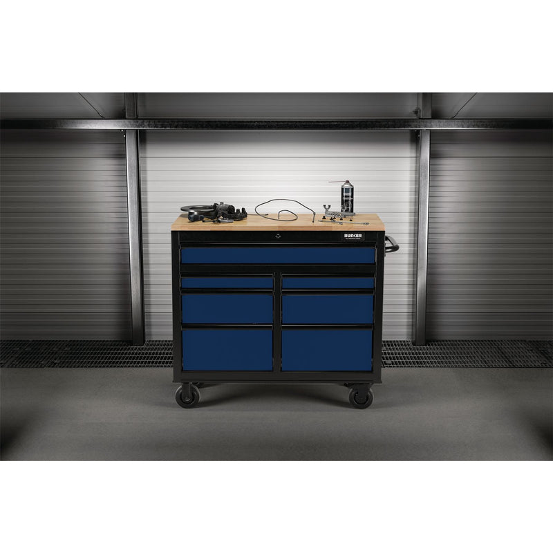 Draper BUNKER Workbench Roller Tool Cabinet, 7 Drawer, 41", Blue 08222 Draper - Dynamic Drive