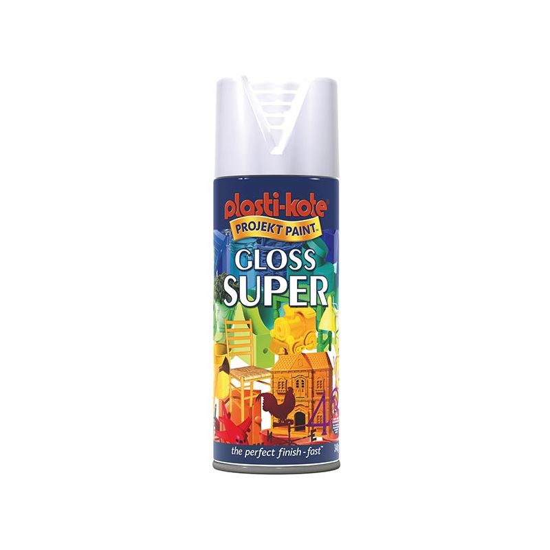 Plastikote Gloss Super Spray White 400ml PlastiKote - Dynamic Drive