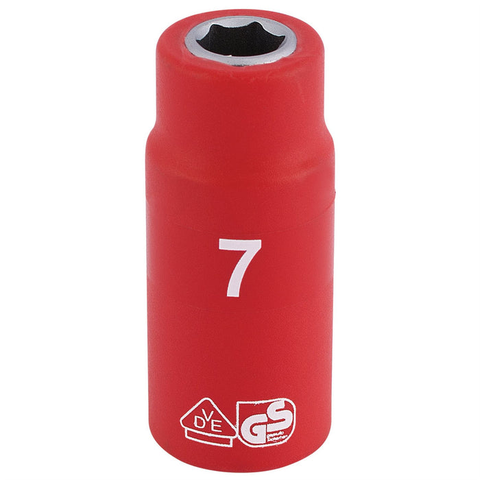 Draper Fully Insulated VDE Socket, 1/4" Sq. Dr., 7mm 31325 Draper - Dynamic Drive
