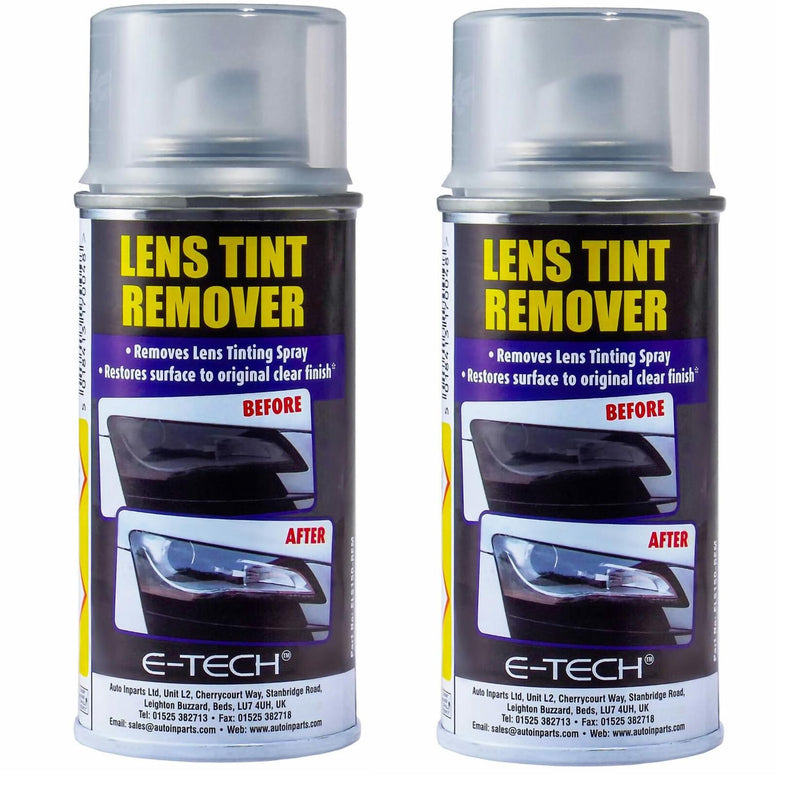 2x E-Tech Light Lenses Lens Tint Remover Spray Glass Plastic Car Motorbike 150ml E-Tech - Dynamic Drive