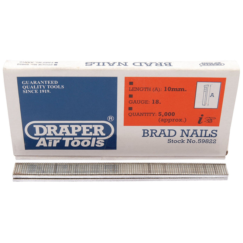 Draper Brad Nails, 10mm (Pack of 5000) 59822 Draper - Dynamic Drive