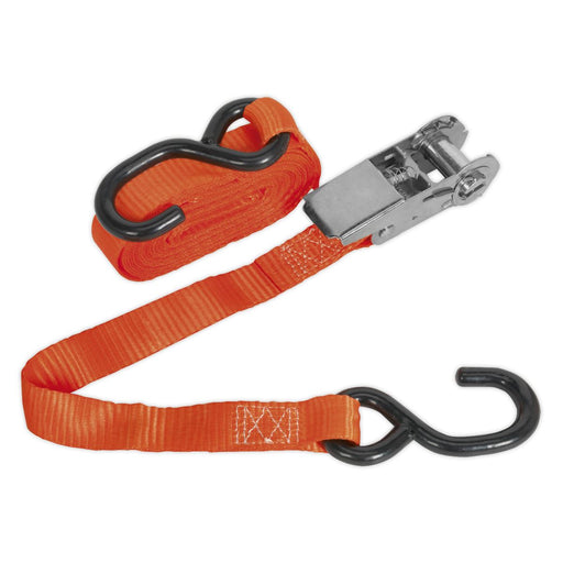 Sealey Ratchet Tie Down 25mm x 4.5m Polyester Webbing with S-Hook 800kg Breaking Sealey - Dynamic Drive