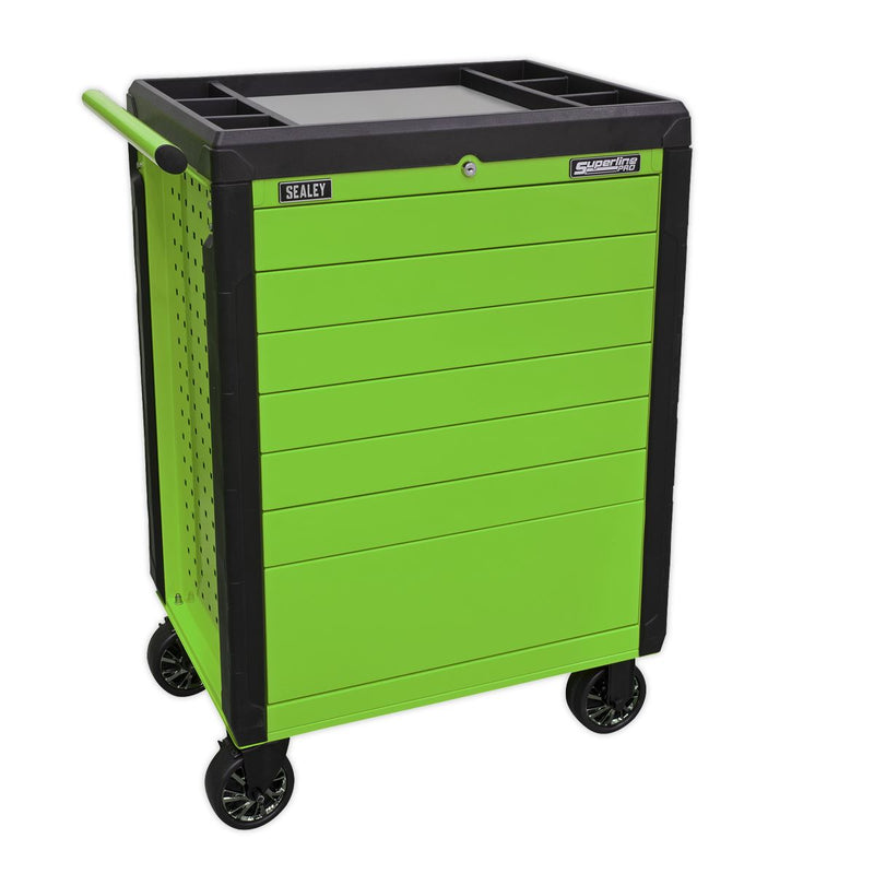 Sealey Rollcab 7 Drawer Push-To-Open Hi-Vis Green APPD7G Sealey - Dynamic Drive