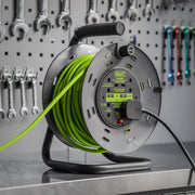 Sealey 25m Cable Reel with Thermal Trip 4 x 230V - Hi-Vis Green BCR25G Sealey - Dynamic Drive