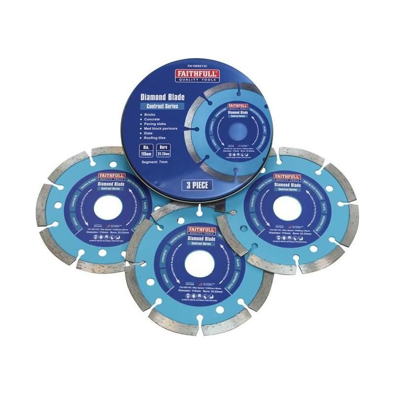 Faithfull Contract Diamond Blades 115 x 22.2mm (Pack 3) Faithfull - Dynamic Drive