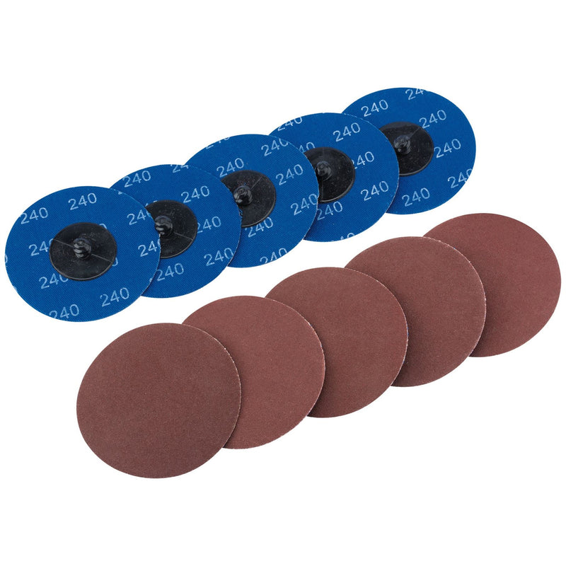 Draper Aluminium Oxide Sanding Discs, 75mm, 240 Grit (Pack of 10) 75619 Draper - Dynamic Drive