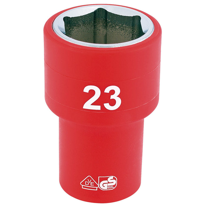 Draper Fully Insulated VDE Socket, 1/2" Sq. Dr., 23mm 31953 Draper - Dynamic Drive
