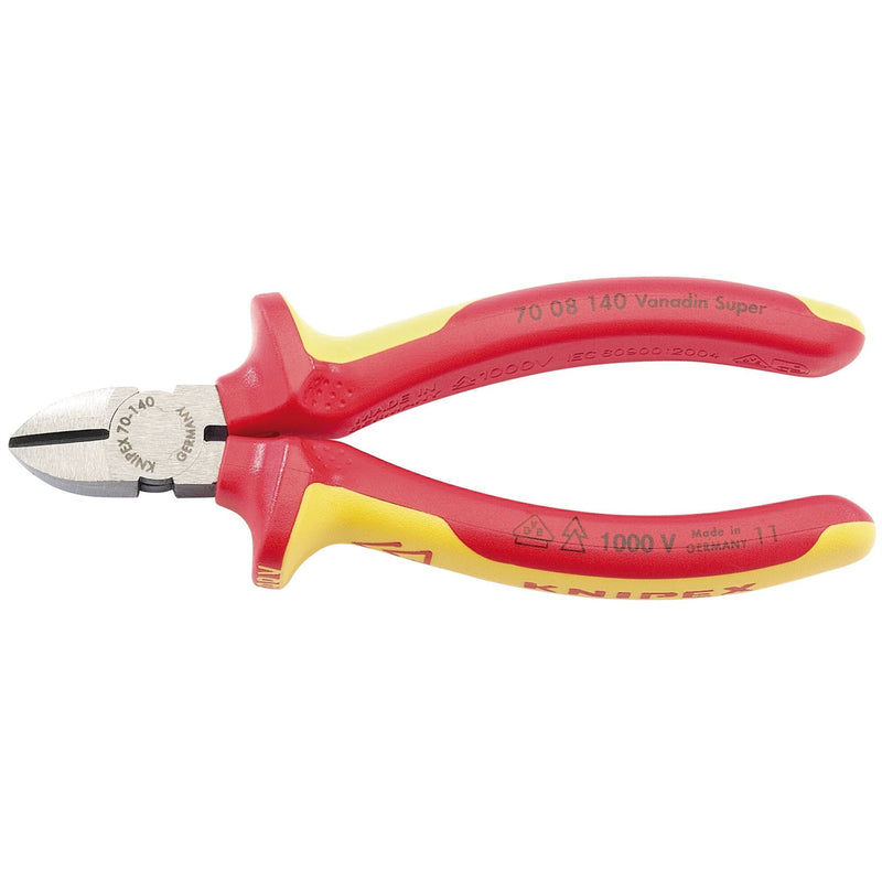 Draper Knipex 70 08 140UKSBE VDE Fully Insulated Diagonal Side Cutters, 140mm Draper - Dynamic Drive