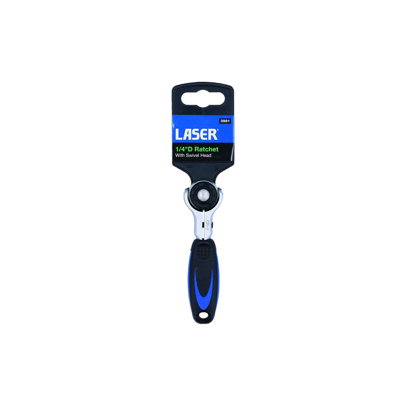 Laser Swivel Head Ratchet 1/4"D 3981 Laser - Dynamic Drive