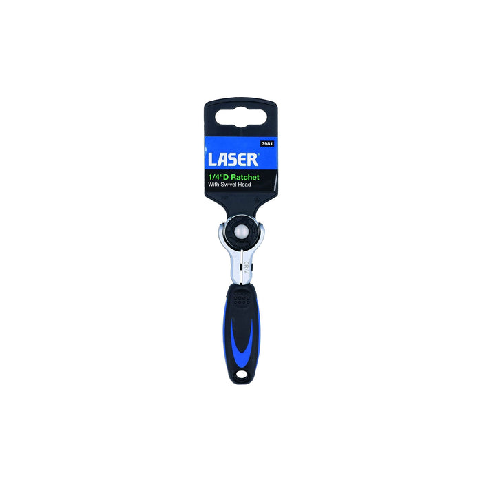 Laser Swivel Head Ratchet 1/4"D 3981 Laser - Dynamic Drive