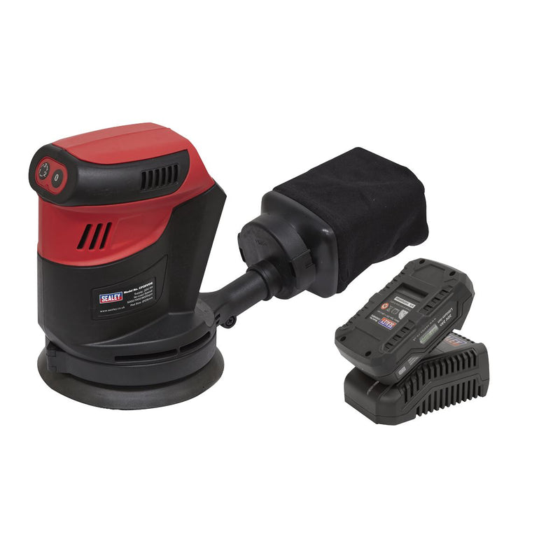 Sealey Cordless Orbital Palm Sander Kit125mm 20V 2Ah SV20 Series CP20VOSKIT1 Sealey - Dynamic Drive