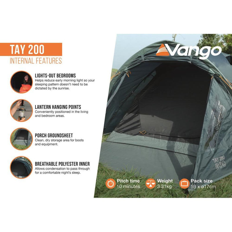 Vango Tay 200 Tent 2 Person Man Waterproof Outdoor Camping Hiking Festival Vango  - Dynamic Drive