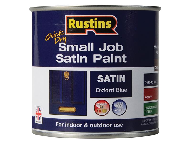 Rustins Quick Dry Small Job Satin Paint Oxford Blue 250ml Rustins - Dynamic Drive