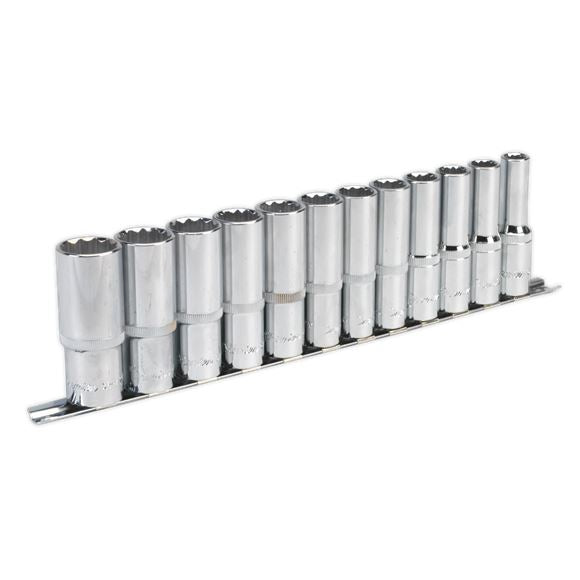 Sealey Socket Set 12pc 1/2"Sq Drive 12pt Deep WallDrive Metric AK2685 Sealey  - Dynamic Drive