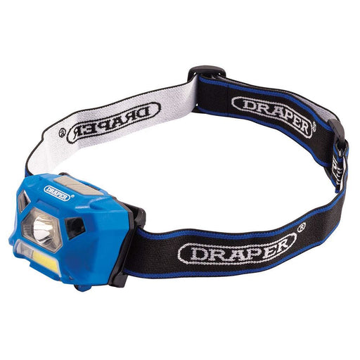 Draper Rechargeable COB & XP-E LED Head Torch, 3W, 200 Lumens 90067 Draper - Dynamic Drive