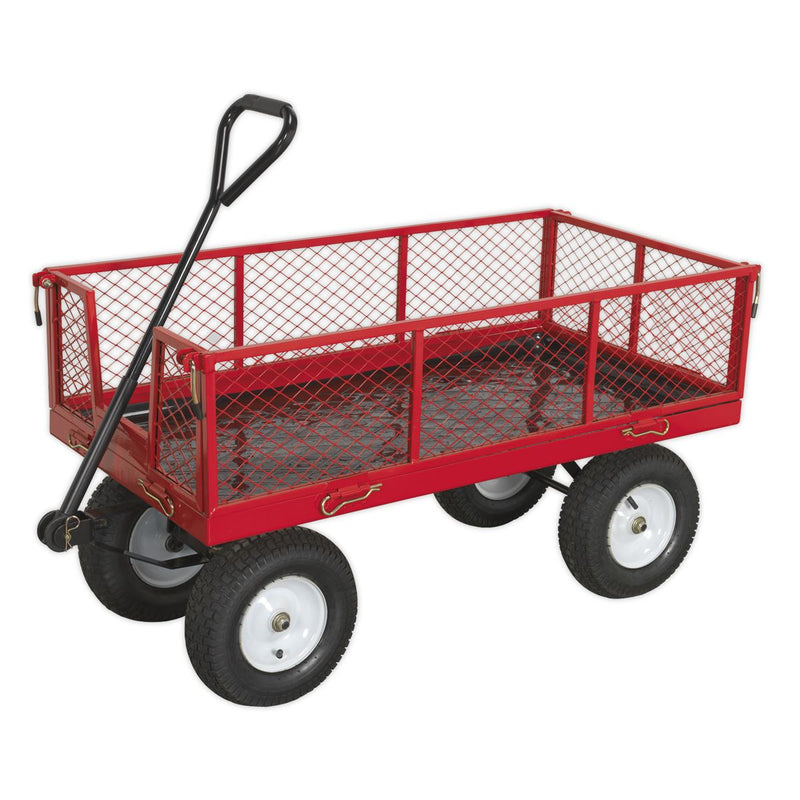 Sealey Platform Truck with Sides Pneumatic Tyres 450kg Capacity CST806 Sealey - Dynamic Drive