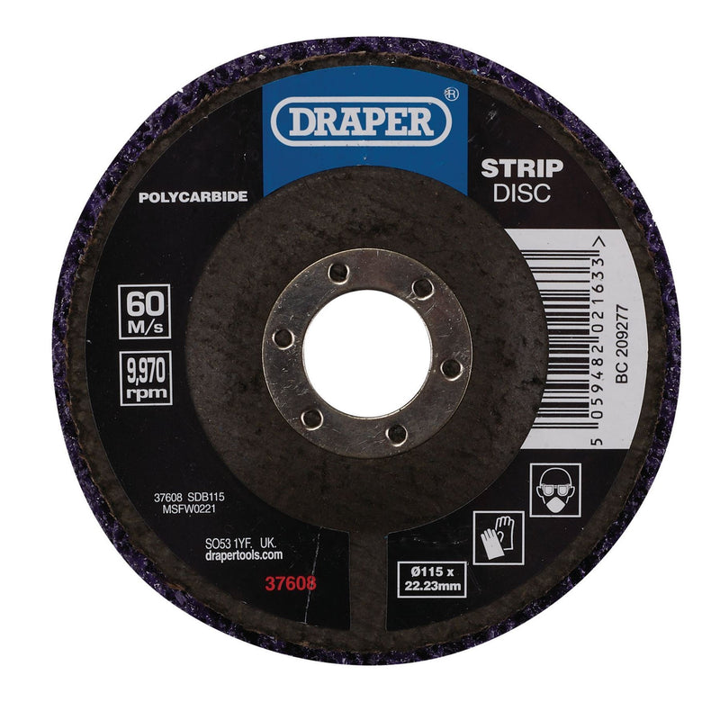 Draper Polycarbide Strip Disc, 115mm, 22.23mm, 180 Grit, Purple 37608 Draper - Dynamic Drive