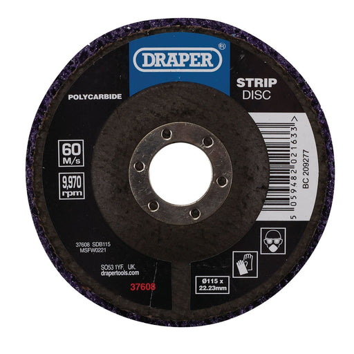 Draper Polycarbide Strip Disc, 115mm, 22.23mm, 180 Grit, Purple 37608 Draper - Dynamic Drive