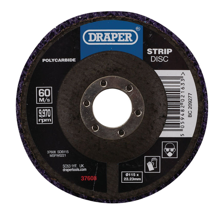 Draper Polycarbide Strip Disc, 115mm, 22.23mm, 180 Grit, Purple 37608 Draper - Dynamic Drive