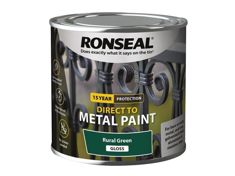 Ronseal Direct to Metal Paint Rural Green Gloss 250ml Ronseal - Dynamic Drive