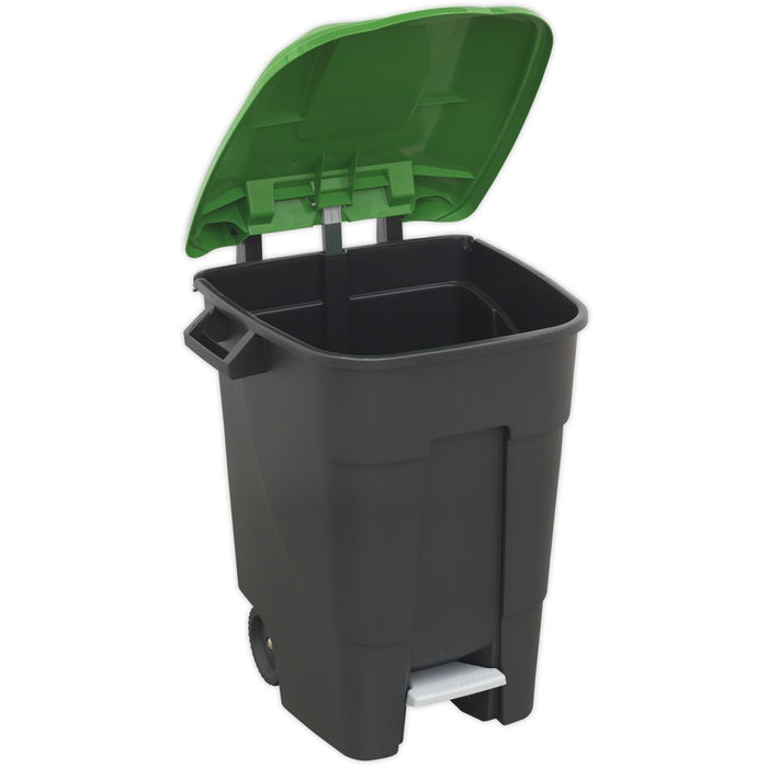 Sealey Refuse/Wheelie Bin with Foot Pedal 100L Green BM100PG Sealey - Dynamic Drive