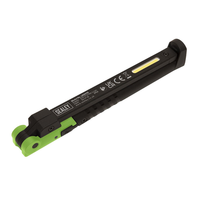 Sealey LED01G Rechargeable Slim Folding Pocket Light 2 COB + 1 SMD LED Green Sealey  - Dynamic Drive