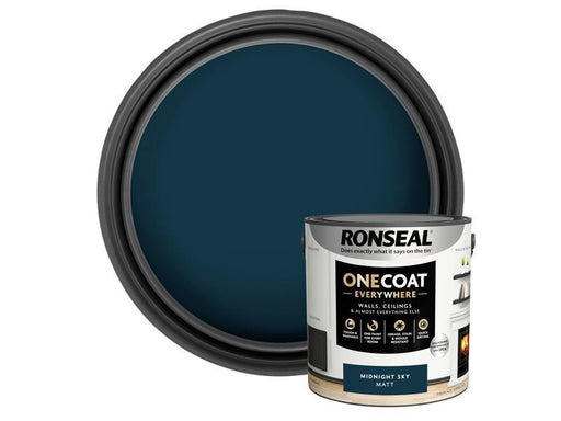 Ronseal One Coat Everywhere Interior Paint Midnight Sky Matt 2.5 litre Ronseal - Dynamic Drive